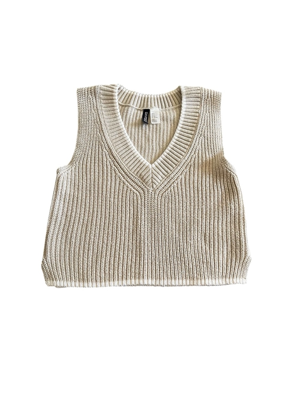 Divided sleeveless rib-knit sweater vest - small